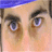A 48x48 pixel buddy icon featuring a close-up of human eyes with blue headwear on the left and the word "MIRACLE" in dark blue text over abstract pastel shapes on the right, displayed as part of an animated contact sheet.