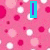 A static image with pink polka dots, a blue vertical bar, and text reading LOVE PINK in blue letters on a glittery background.