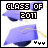 Pixelated graduation cap icon with 'CLASS OF 2011' text and three 'Y' symbols, displayed in a