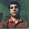 nine static images showing a person in various poses and settings, including a checkered shirt, shirtless on a skateboard, and white t-shirt