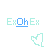 Pixelated text 'ExOhEx' with light blue and cyan letters, a solid blue underline beneath the central 'Oh', and a pixelated cursor icon in light blue below.