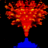 four and four of identical red and blue tornado-shaped icons with red text reading 'my tornado is resting' on a black background