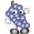 Pixelated cartoon grape cluster with eyes, mouth, arms, and legs standing next to blue text reading 'Sup Homie' on white background.