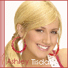 nine identical images showing a person with blonde hair in a ponytail, red hoop earrings, and a white top with red trim, each with 'Ashley Tisdale' text below