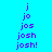 Pixelated purple text 'j jo jos josh josh!' vertically stacked on cyan and white backgrounds with slight variations between frames.