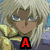 Six anime-style character portraits arranged in a with red text overlays, featuring Yugi Muto and other characters from Yu-Gi-Oh!