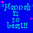 Blue background with repeated cyan text 'Hannah 50 best!!' and pink stars, static image.
