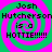 Pixelated text reads "Josh Hutcherson is a HOTTIE!!!!!" over green and pink spiral background in four identical quadrants.