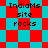 Pixelated icon with cyan background and red shapes, displaying text "Indians site rocks" in black pixelated font across two