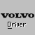 Pixelated black text on gray background reads 'VOLVO' above 'Driver', with the first letter of 'Driver' stylized as a square bracket.