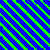 A static contact sheet of two animated frames showing diagonal green and blue stripes on a pixelated grid background.