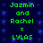 Green pixelated text on dark blue background with scattered light blue squares, repeating identical phrases twice in a