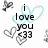Pixelated icon with 'i love you' text, multiple heart symbols in light blue and gray tones on white background.