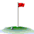 A 3x3 contact sheet of nine identical golf hole icons with red flags on green putting greens, each displayed against a transparent background.