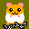 Pixel art hamster with orange head, white body, pink ears and feet on olive background; multiple poses show mouth open/closed, tongue out, eyes closed, and side views.