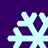 Four light blue snowflakes on a dark purple background, each with unique branching patterns and pixelated edges.
