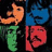 Pixelated image split into four quadrants with cartoon faces and green background text reading BEATLES ROCK !!!!!