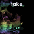 Animated pixel art of a character with green and purple hair against black background, text 'take me away' appears sequentially.