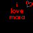 Red pixelated text 'i love mara' on black background with a heart symbol replacing the letter O in 'love', displayed as two identical static frames.