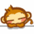 Pixelated monkey character with closed eyes and pink cheeks appears in , each paired with distinct text overlays