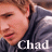 Pixelated close-up of a person with light brown hair wearing dark clothing, with the name 'Chad' overlaid in white text at bottom right.