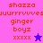 Pixelated text and star symbols on a split background of pink, purple, blue, and magenta with orange lettering.