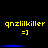 Yellow text 'qnzlikkiller' and '=]' on black background with blue horizontal bars, animated blue bars shift position across frames.