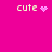 Pixelated text 'cute' appears with a pink heart, then transitions to a starburst effect on the right side.