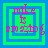 Four identical pixelated squares with layered green and blue borders display pink text reading 'mike is amazing' on a bright cyan background.