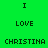 Green and blue pixelated with repeated text 'I LOVE CHRISTINA' in black block letters across multiple