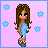A 4x3 contact sheet of a pixel art animation featuring a female character in blue clothing against a pink background with floating stars, displaying subtle pose changes across frames and repeated text stating 'I'M NAKED UNDERNEATH MY CLOTHES' on black panels.