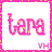 Four identical square display pink text 'tara' with small 'VH' below, bordered by a pink frame with light brown dots