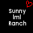 Red pixelated heart symbol above white pixelated text 'Sunny Imi Ranch' on black background, displayed in two identical side-by-side
