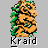 Pixelated character with orange-brown fur, green foliage, and black stripes, standing against gray background with 'Kraid' text below.