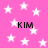 Pink background with white stars and black text reading KIM scattered across the image.