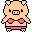 Pixelated pig character in multiple states: bikini top, open shirt, red hoodie, and bare-chested with pink shorts.