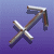 Two pixelated Sagittarius symbols on a purple gradient background, one with visible shadowing and the other without.