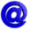 Animated @ symbol icon in blue, purple, and red hues across 18 frames showing rotation and color transitions on a gray background.