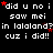 Black background with white text repeating 'did u no i saw mei in lalaland? cuz i did!!' and red star symbols scattered throughout.