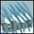 Pixelated image with blue and white abstract shapes above dark gray text on a light gray background.