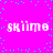 A static image with a bright pink background and scattered cyan dots, displaying four instances of the text 'skiime' in white pixelated font arranged in two