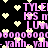 Pixelated animation with pink text and yellow hearts on black background, repeating 'TYLER' and 'yahh' phrases.