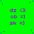 Green background with blue dots, four identical of purple text and symbols arranged in a , each containing 'dz', 'ob', 'sk' with distinct symbols
