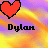 Six pixelated icons arranged in a , each featuring the name 'Dylan' below a distinct colored symbol on a purple-yellow gradient background
