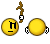 Yellow circular icon with brown top element and black symbol, showing animation of mouth opening to reveal pink interior then closing.