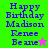 Pixelated birthday message with names Madison Renee Beane and a star symbol, displayed on green and purple backgrounds.