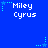 Blue background with white text reading "Miley Cyrus" and light blue star-shaped animations scattered across the image.