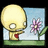 Pixelated icon shows a large yellow mushroom with white spots and red base, next to a pink flower with yellow center on green stem against light blue sky background.