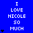 Blue background with white text reading "I LOVE NICOLE SO MUCH" and black star icons in a pattern