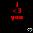 Red text 'i <3 you' repeated in a with white pixel hearts on black background, partially cropped at bottom right